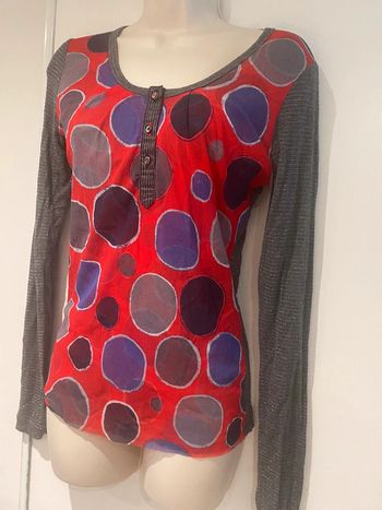 T-shirt on step taille 40 gris, argenté, violet, rouge