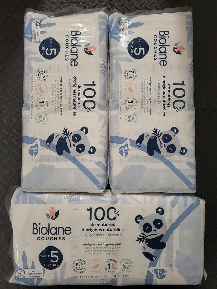 3 paquets de couches biolane taille 5