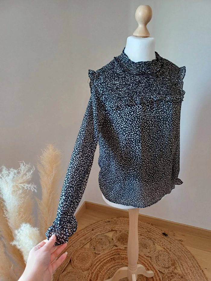 Blouse noire à imprimé Léopard Majolica taille M 38 - photo numéro 5