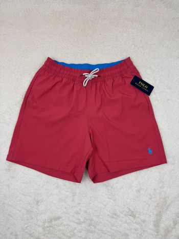 Short de Bain Ralph Lauren Rouge Bordeaux Logo Brodé Neuf Taille S