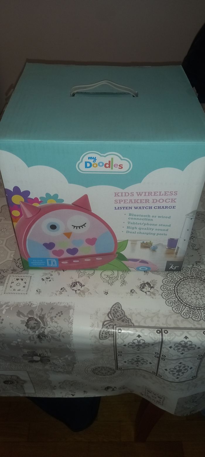 My Doodles pour Dock haut- Parleur sans fil Bluetooth + prise Jack 3.5mm pour Smartphone-Tablettes- Chouette .