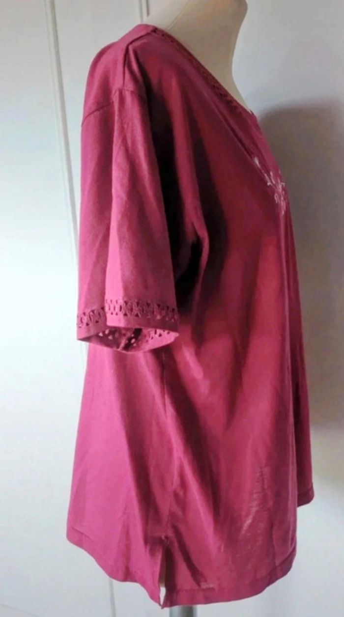 💎haut top tee shirt élégante femme rose original vintage rare créateur Anne t M 38 - photo numéro 3