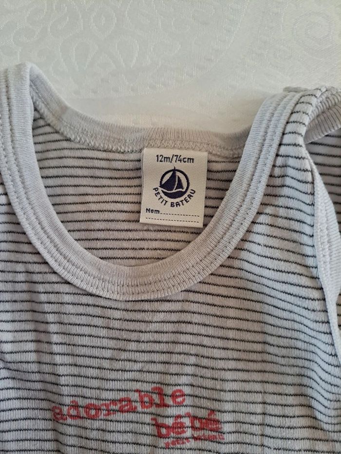 Ensemble bodie sans manche débardeurs et short 12mois petit bateau - photo numéro 5