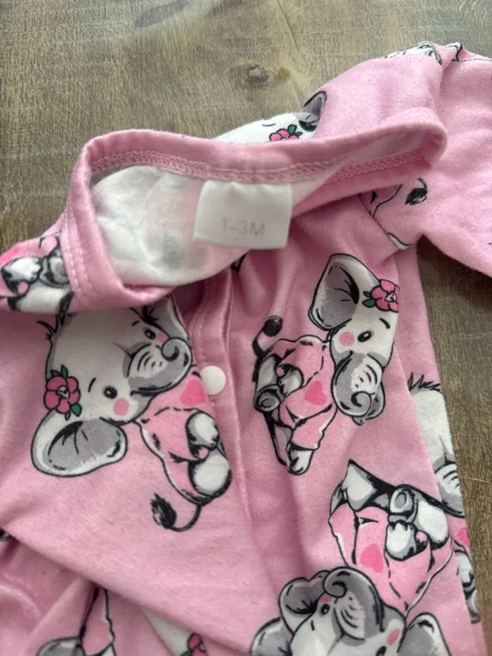 Pyjama éléphant avec bonnet bébé fille - photo numéro 3
