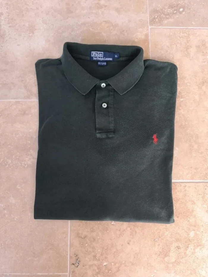 Polo Ralph Lauren homme taille XL vert foncé logo rouge Pima coton excellent état