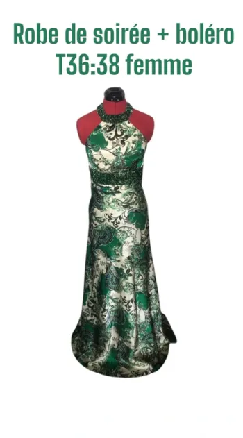Robe de soirée + boléro T36/38 femme 👗