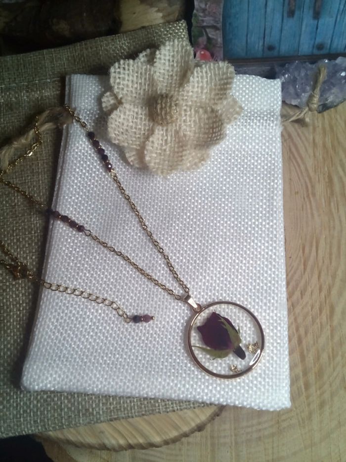 Collier rose et pierres de grenat naturelles - photo numéro 6