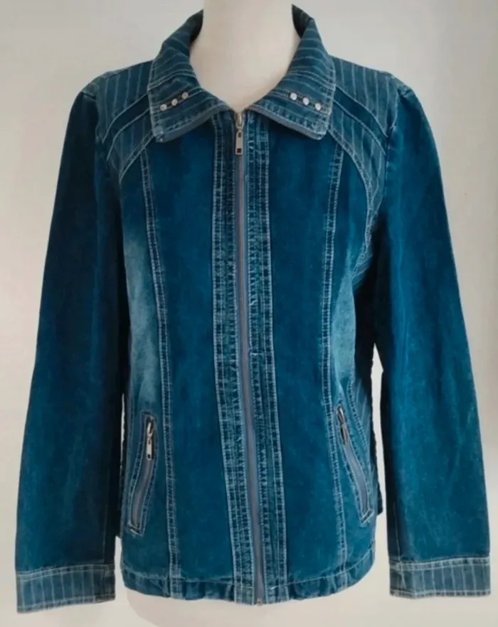 Jolie veste en jean bleu Saturne taille 40 - photo numéro 2