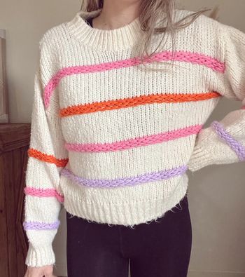 Pull crème et multicolore maille rayures taille xs