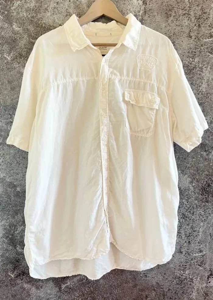 Chemise blanche homme Oxbow taille XXL coton lin Camisa hombre Camicia uomo Herrenhemd