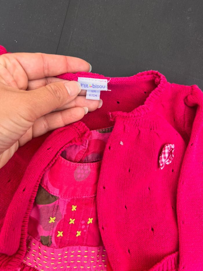 Ensemble été robe et petit gilet p’tit bisous taille 6 mois - photo numéro 2