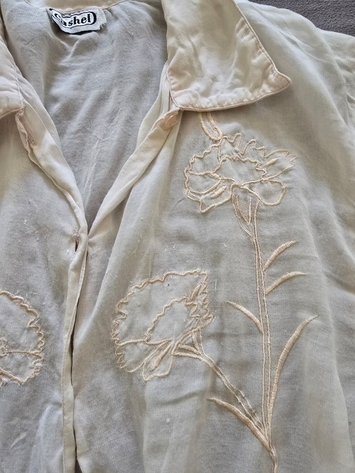 Chemisier brodé en voile de coton 🍒vintage 90🍒taille 40 - photo numéro 10