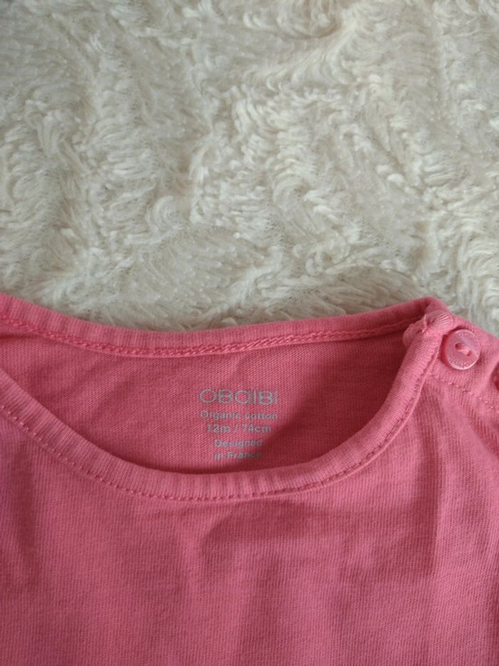 Tee shirt chemise manches courtes Fille 12 mois baleine Love the sea Obaïbi 100% coton - photo numéro 6