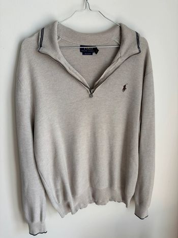 Pull en maille Ralph Lauren beige avec logo marron taille L