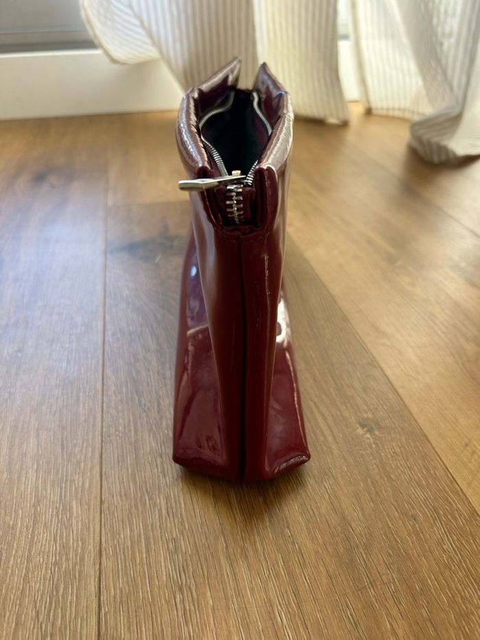 Pochette sac à main à fermeture éclair bordeaux - photo numéro 3