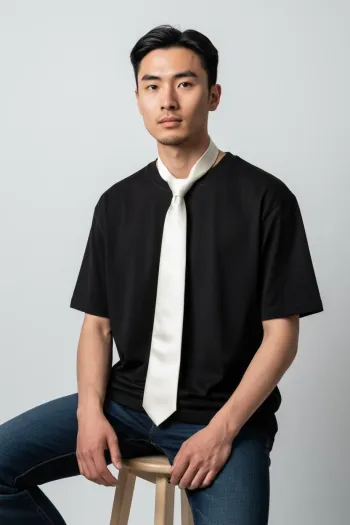 Cravate Bayard Blanc Écru Homme Taille Unique Neuf 