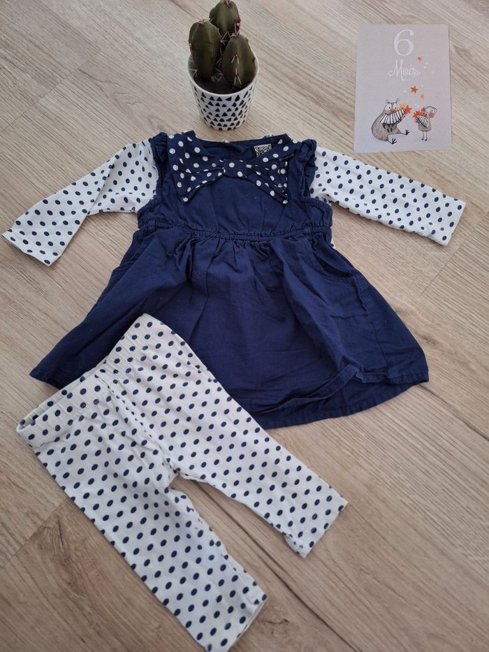 Ensemble 6 mois fille robe bleu marine