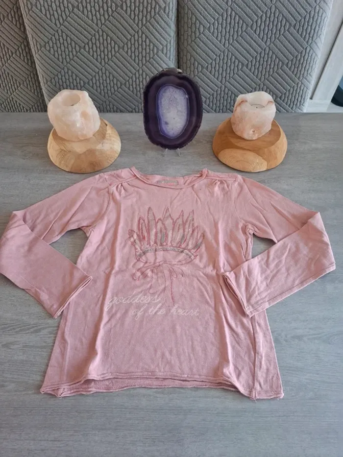 T-shirt manche longue rose 10 ans