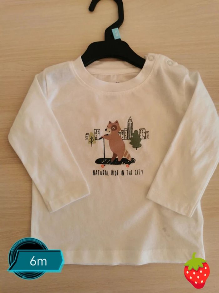 Joli tee-shirt manches longues 6 mois neuf avec étiquette - photo numéro 2