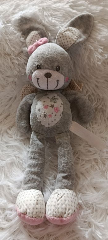 Doudou peluche lapin gris- étoiles - ailes d' ange - Simba