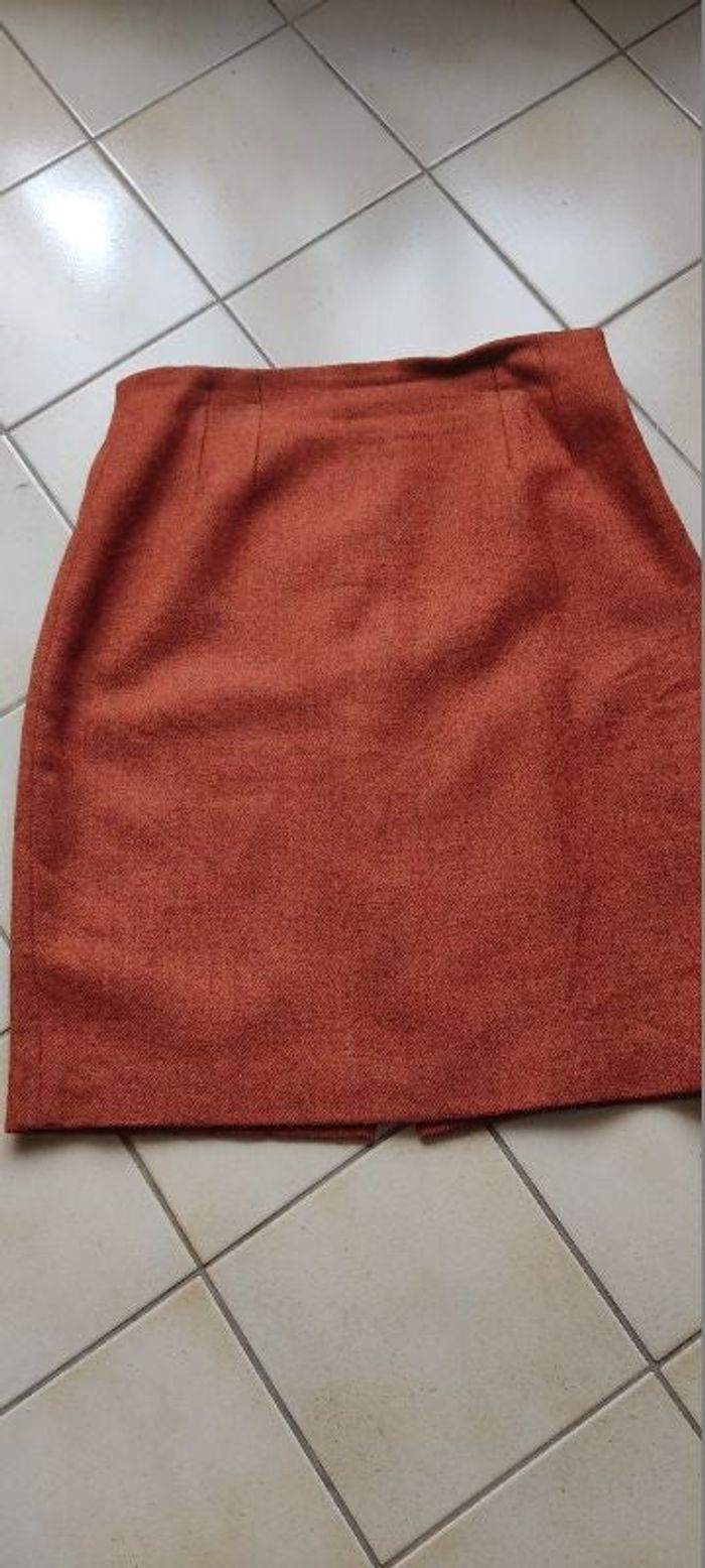 Jupe rouille, jersey de laine, marque 1.2.3