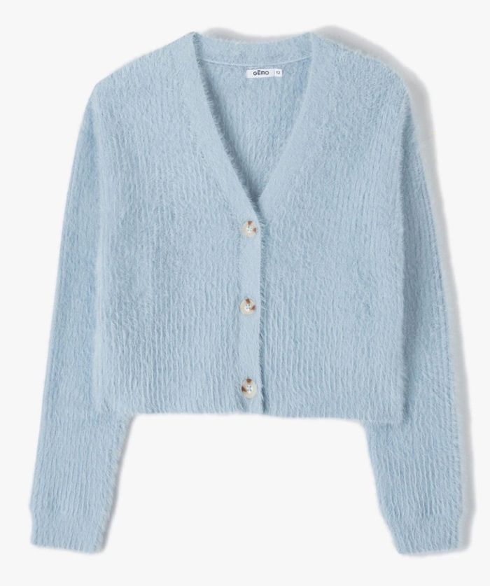 Gilet tout doux bleu, maille duvet - photo numéro 2