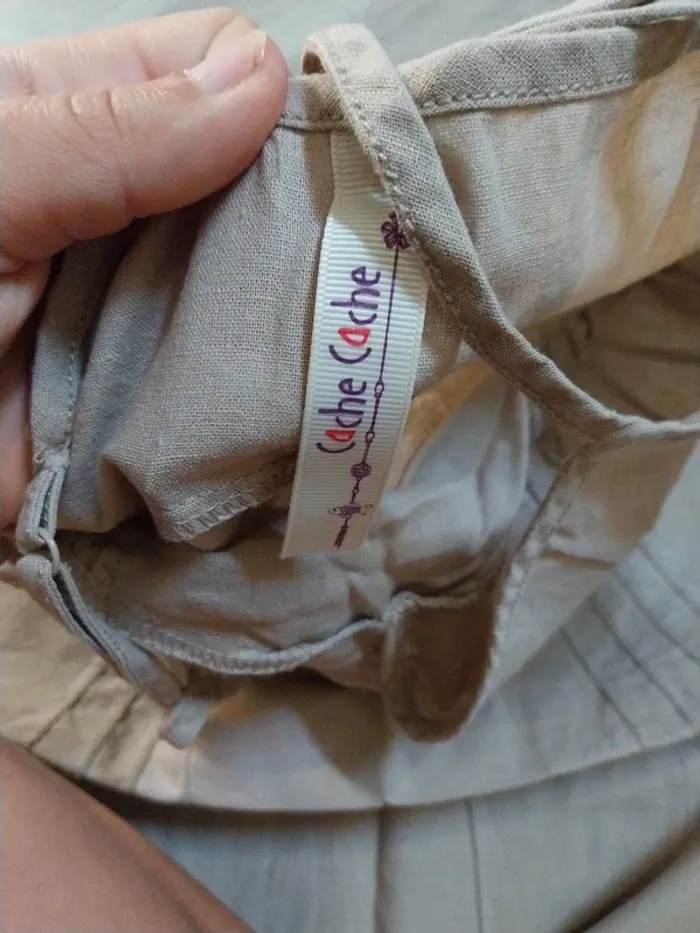 Robe cache cache beige 38 lin coton - photo numéro 2