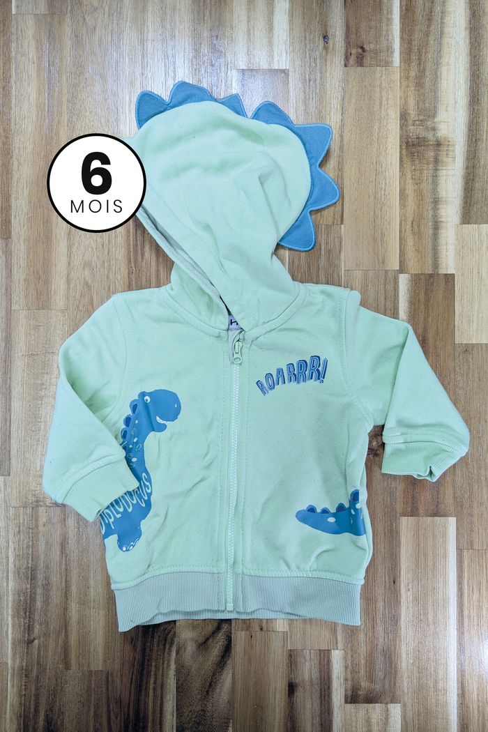 Gilet zippé / Sweat à capuche dinosaure 6 mois