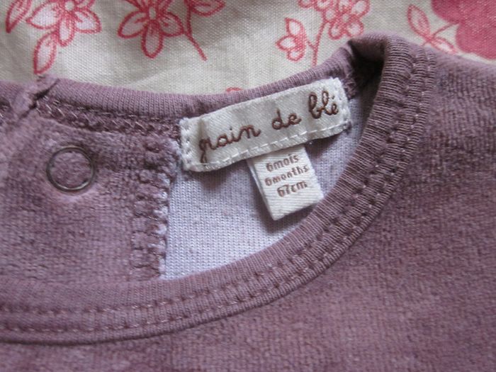 Pyjama velours mauve 6 mois - photo numéro 3