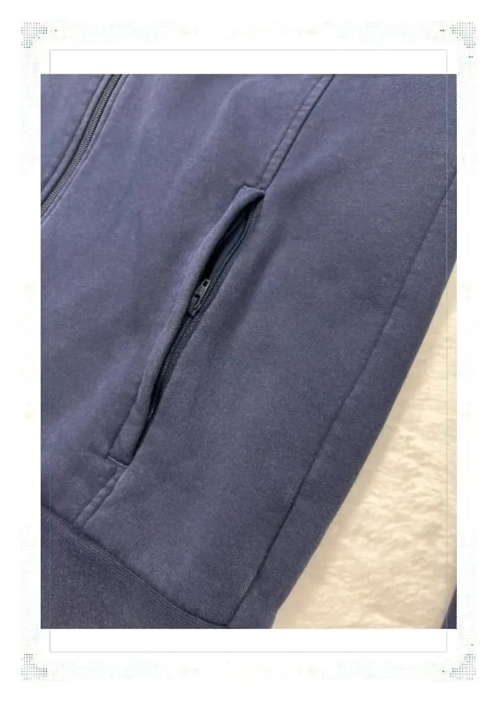 Lacoste veste bleu marine homme taille L coton zip sans capuche - photo numéro 6
