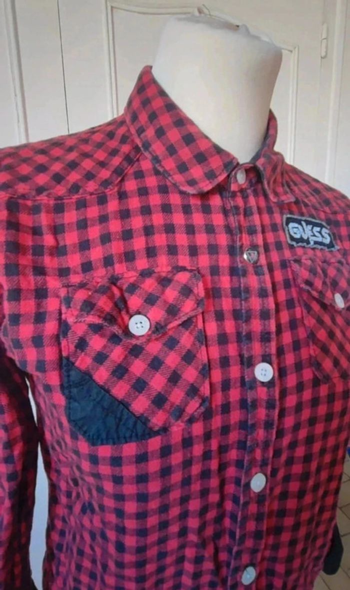 chemise Guess à carreaux tartan manches longues fille ado 12 ans - photo numéro 2