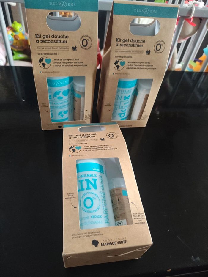 3 Kit gel douche à reconstituer Dermasens neufs