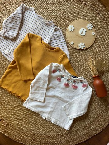 Lot de 3 hauts manches longues fille - taille 6 mois
