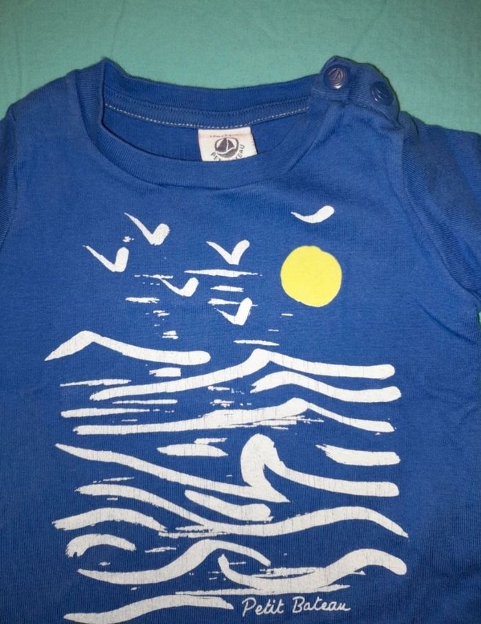 Tee-shirt bleu thème mer 12 mois - photo numéro 2