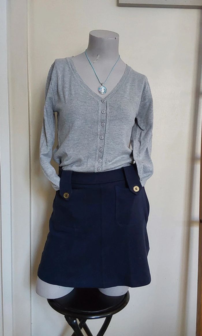 Mini-jupe bleu marine H&M T 34 - photo numéro 2