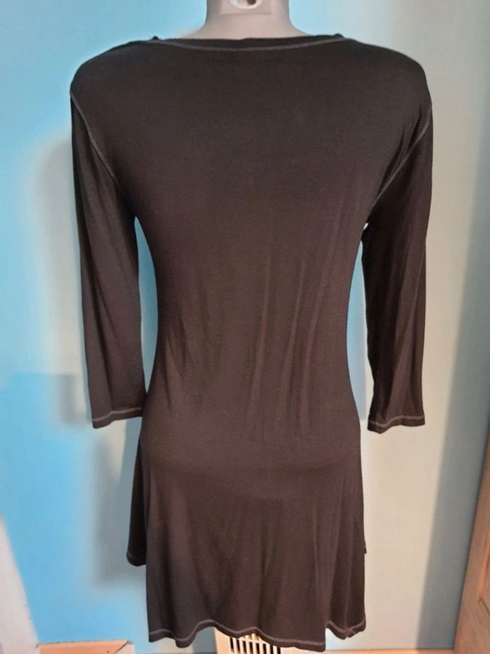 Tunique robe pull noir à motif - photo numéro 4