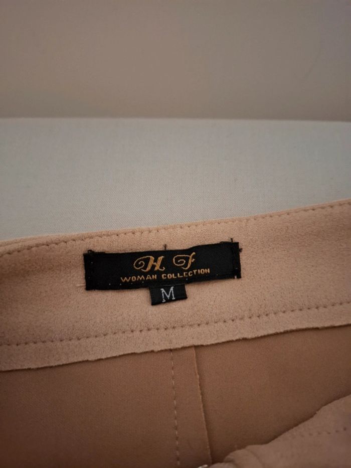 Jupe beige/rose zippée en suédine H F Woman Collection taille M 38 - photo numéro 7