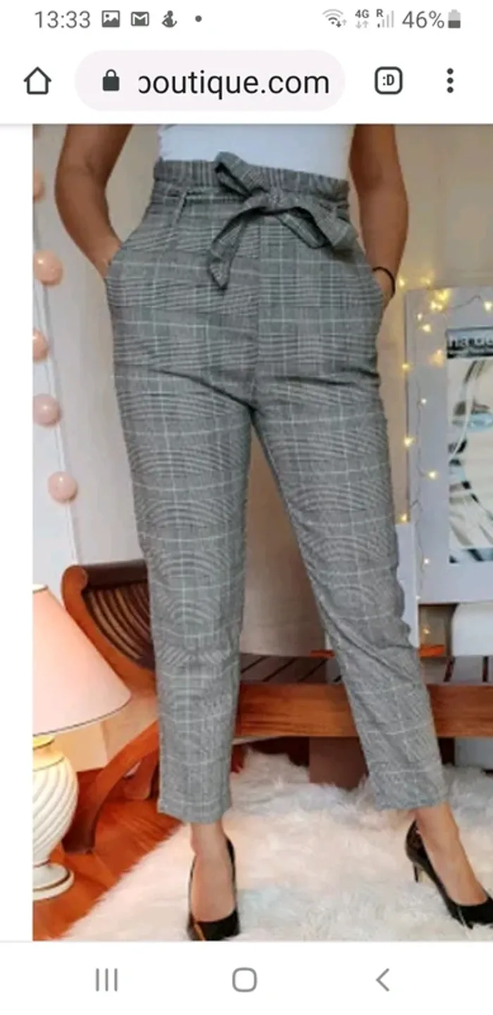Pantalon 3/4 Carotte Prince de Galles - photo numéro 3