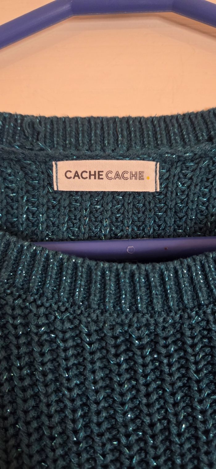 Robe pull Cache Cache bleu canard scintillant  – taille 36 – maille chaude – comme neuve - photo numéro 3
