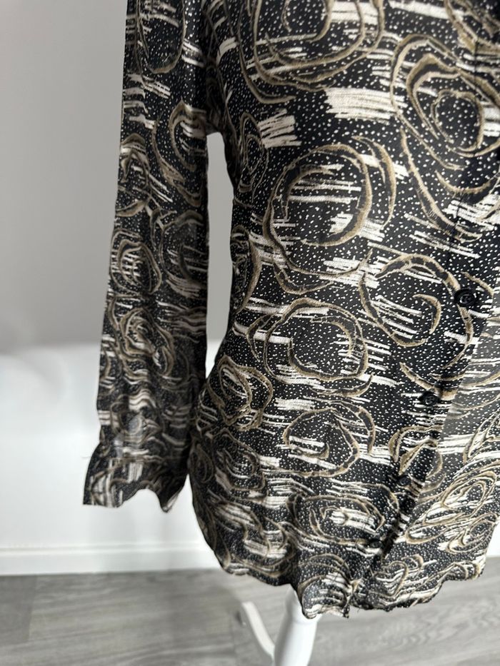 Chemisier bariolé noir blanc beige IKKS T36 S - photo numéro 2