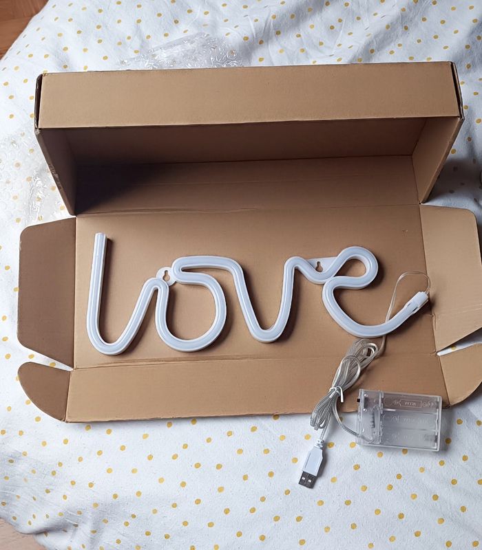 Enseigne lumineuse love rose néon led USB pile neuf - photo numéro 2