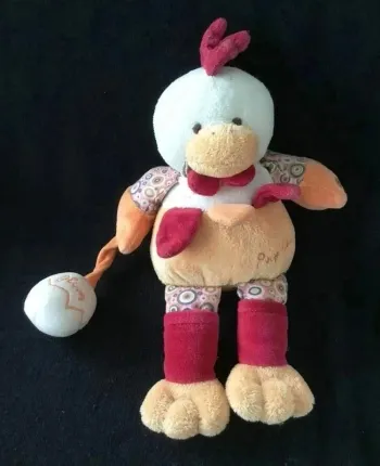 Peluche Poule Poupilou avec oeuf - Doudou et Compagnie