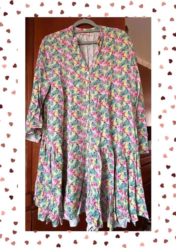 Robe/tunique fleurie multicolore Chantal B