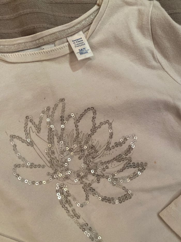 Bel Ensemble 2 ans à 3 ans pull fin et jupe à fleurs - photo numéro 5