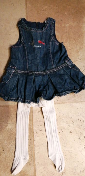 Robe en jean absorba en 6 mois et collants