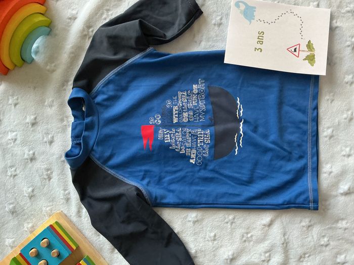 teeshirt anti UV bleu et marine 3 ans kiabi - photo numéro 3