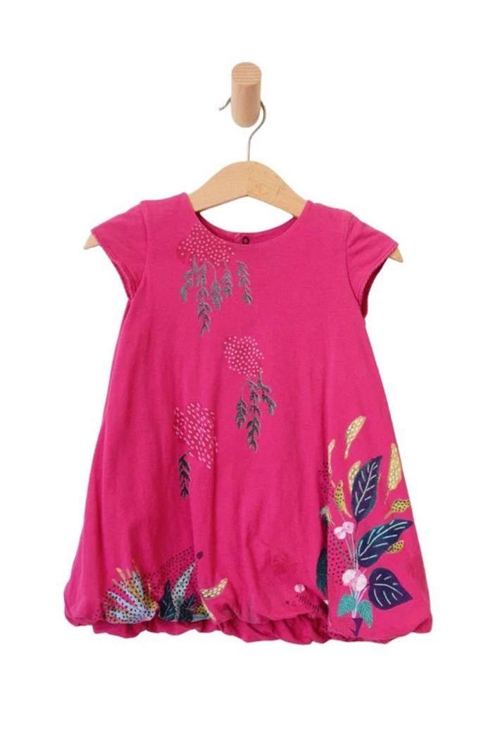 Ensemble rose fuchsia (robe manches courtes + bloomer assorti) - Catimini 18 mois (80cm) - photo numéro 2