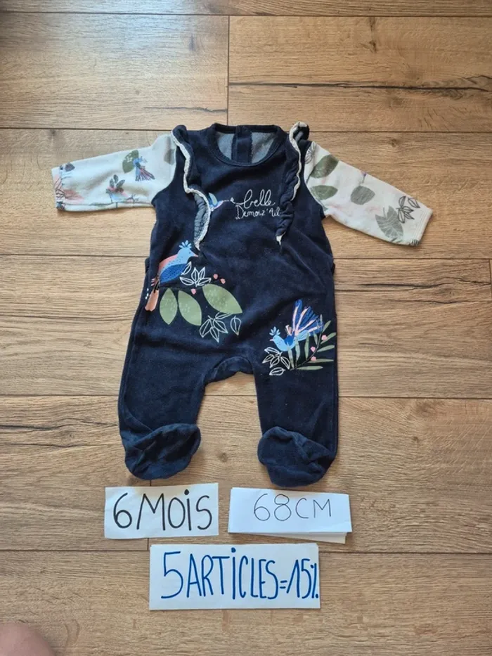 Pyjama velours Petit Bégin “Oiseau”  6 mois 🐦💖