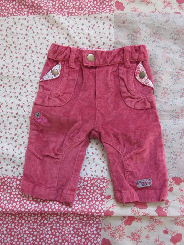 Pantalon velours rose framboise 3 mois