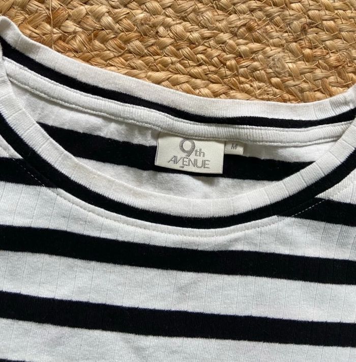 🤍 T-shirt femme à rayures blanc et noir style marinière Taille M 🤍 - photo numéro 5